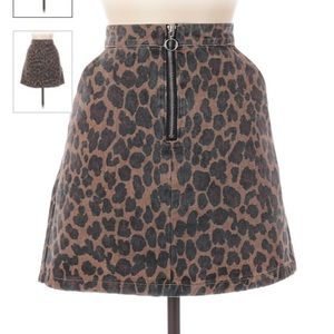Hayden Los Angeles Cheetah denim mini skirt